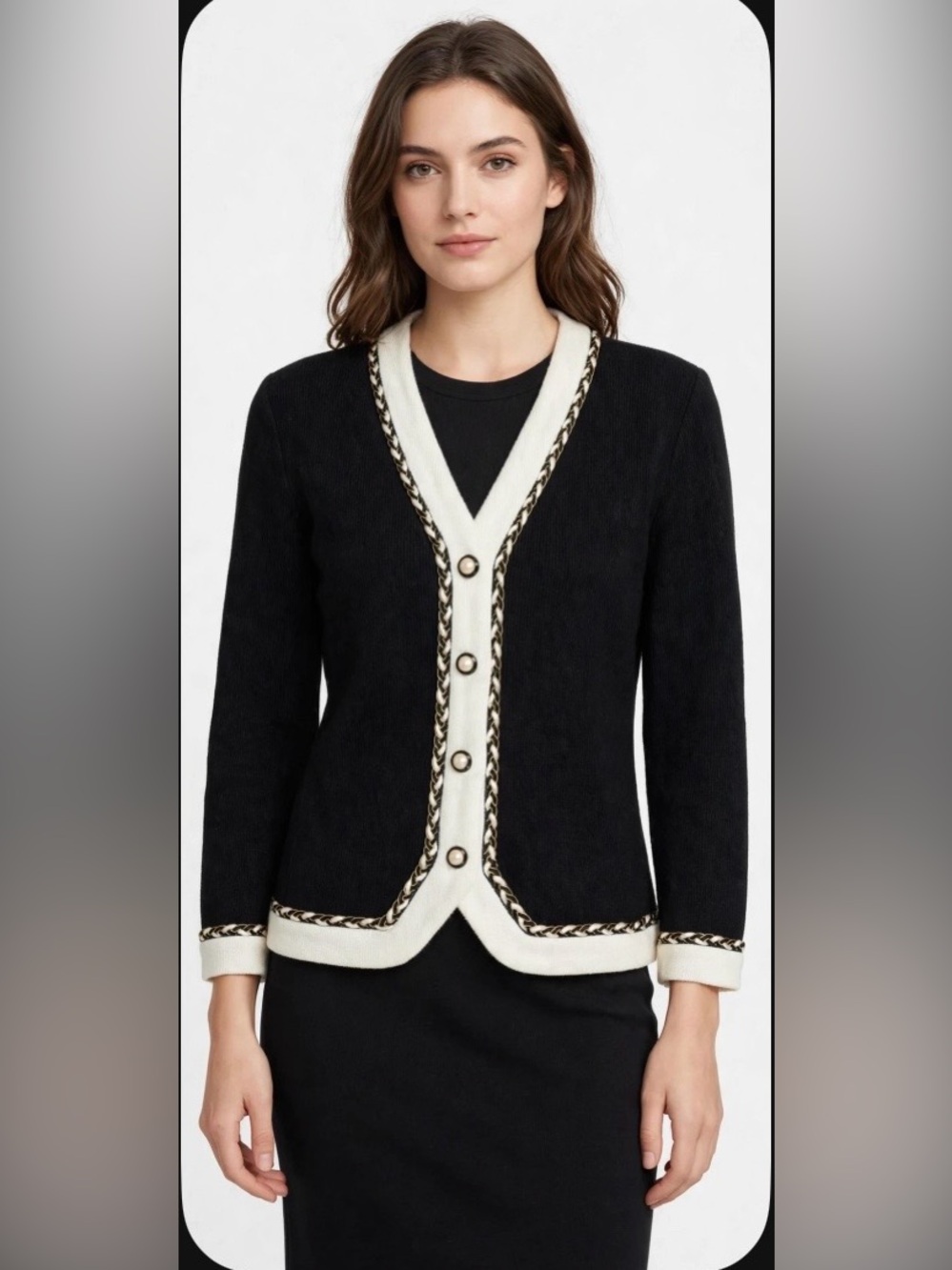 Vintage Nilani petite Jamison Jacket Black and Cream Contrast Sz. S EUC